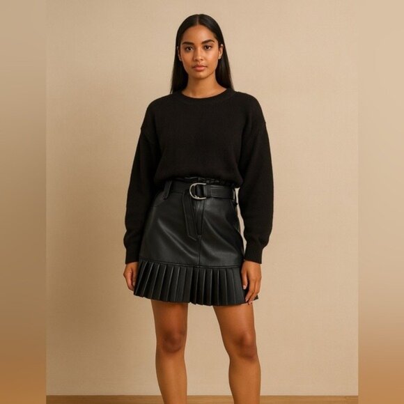 Zara Black Faux Leather Pleated Mini Skirt Women’s Medium Chic Modern Style - Picture 12 of 12